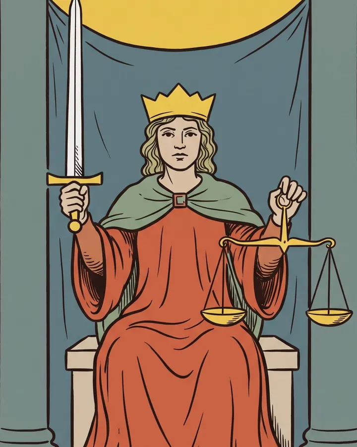 Fragment ilustracji karty Sprawiedliwość